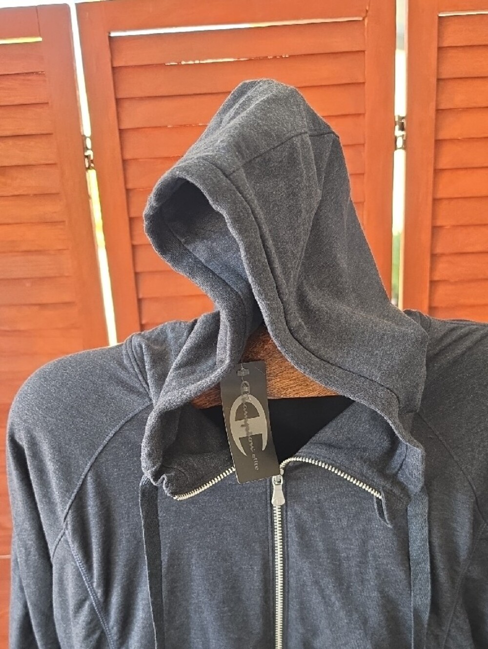 NWT Champion Elite Ruched Side Full-Zip Hoodie Granite Heather Gray XL